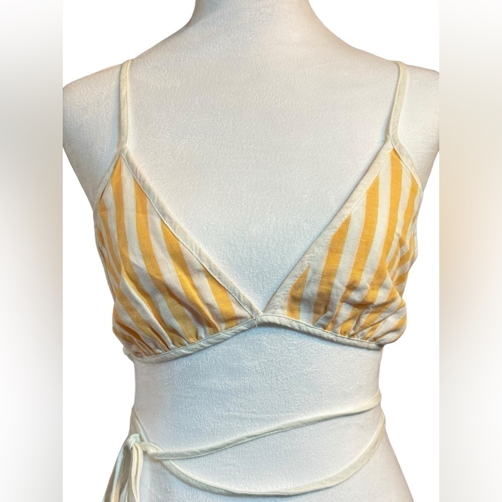Free People Linen Blend Strappy Triangle Bra Top